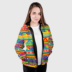 Куртка с капюшоном женская Мексиканские этнические узоры, цвет: 3D-черный — фото 2