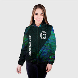 Куртка с капюшоном женская Among Us glitch blue, цвет: 3D-черный — фото 2