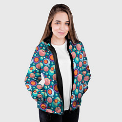 Куртка с капюшоном женская Шарики едут за ролики, цвет: 3D-черный — фото 2