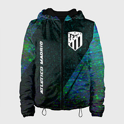 Куртка с капюшоном женская Atletico Madrid glitch blue, цвет: 3D-черный
