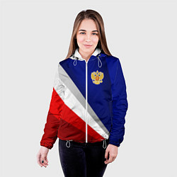 Куртка с капюшоном женская Россия - униформа федерации, цвет: 3D-белый — фото 2