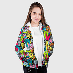 Куртка с капюшоном женская Мультяшные котята, цвет: 3D-белый — фото 2