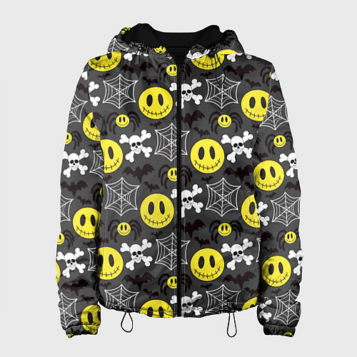 Женская куртка Смайлик хэллоуин / 3D-Черный – фото 1
