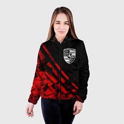 Куртка с капюшоном женская Porsche sport grunge, цвет: 3D-черный — фото 2