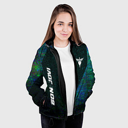 Куртка с капюшоном женская Bon Jovi glitch blue, цвет: 3D-черный — фото 2