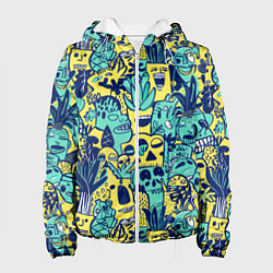 Куртка с капюшоном женская Монстры тропические, цвет: 3D-белый