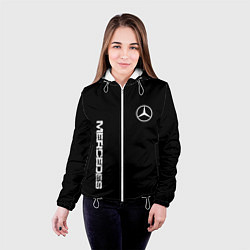 Куртка с капюшоном женская Mercedes benz logo white auto, цвет: 3D-белый — фото 2