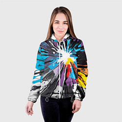 Куртка с капюшоном женская Кляксы краски - абстракция, цвет: 3D-белый — фото 2