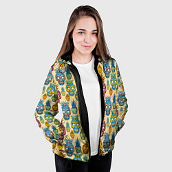 Куртка с капюшоном женская Обезьяна ананас, цвет: 3D-черный — фото 2