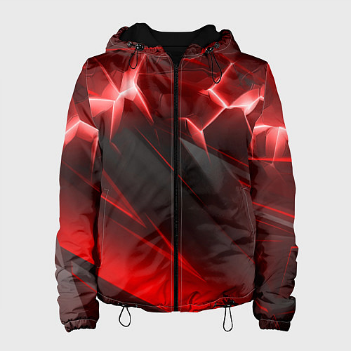 Женская куртка Яркая красная объемная абстракция / 3D-Черный – фото 1