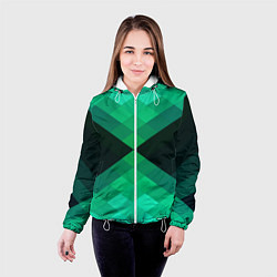 Куртка с капюшоном женская Изумрудная мозаика, цвет: 3D-белый — фото 2