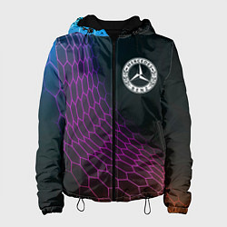 Куртка с капюшоном женская Mercedes neon hexagon, цвет: 3D-черный