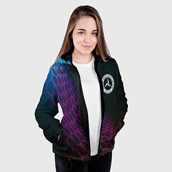 Куртка с капюшоном женская Mercedes neon hexagon, цвет: 3D-черный — фото 2