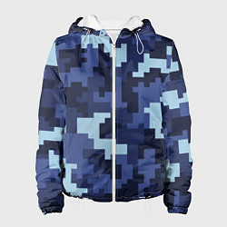 Куртка с капюшоном женская Пиксельный камуфляж текстура, цвет: 3D-белый