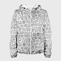 Куртка с капюшоном женская Человечки и пришельцы, цвет: 3D-белый