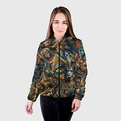Куртка с капюшоном женская Фараон Клеопатра и Божества древнего Египта, цвет: 3D-черный — фото 2