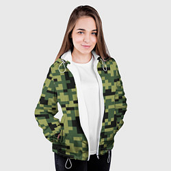 Куртка с капюшоном женская Камуфляжный стиль текстура пикселя, цвет: 3D-белый — фото 2