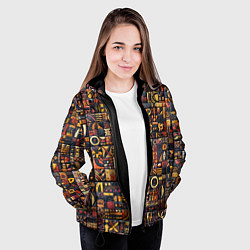 Куртка с капюшоном женская Африканский орнамент резьба по дереву, цвет: 3D-черный — фото 2