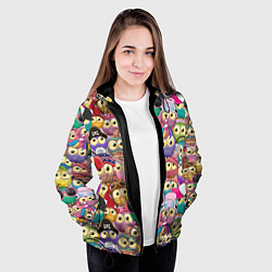 Куртка с капюшоном женская Мультяшные совы, цвет: 3D-черный — фото 2