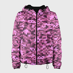 Куртка с капюшоном женская Розовый камуфляж текстура, цвет: 3D-черный