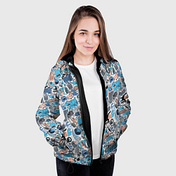 Куртка с капюшоном женская Дудл животные и монстры, цвет: 3D-черный — фото 2