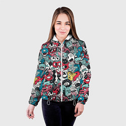 Куртка с капюшоном женская Дудл животные абстракция, цвет: 3D-белый — фото 2