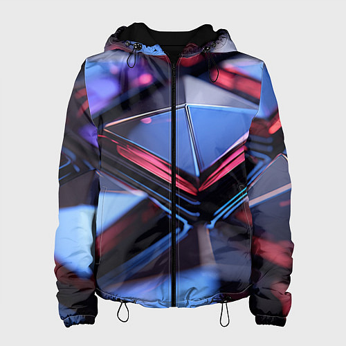 Женская куртка Абстрактные фиолетовые плиты со свечением / 3D-Черный – фото 1