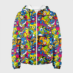 Куртка с капюшоном женская Сумасшедшие креативные коты, цвет: 3D-белый