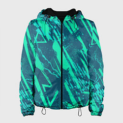 Куртка с капюшоном женская Абстракция геометрический светло зеленый паттерн, цвет: 3D-черный