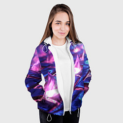 Куртка с капюшоном женская Абстракция из блестящих камней и плит, цвет: 3D-белый — фото 2