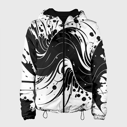 Женская куртка Чёрно-белая абстракция нейросеть / 3D-Черный – фото 1