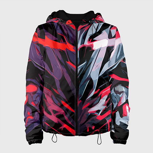 Женская куртка Хаотичная чёрно-красная абстракция / 3D-Черный – фото 1