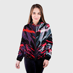 Куртка с капюшоном женская Хаотичная чёрно-красная абстракция, цвет: 3D-черный — фото 2