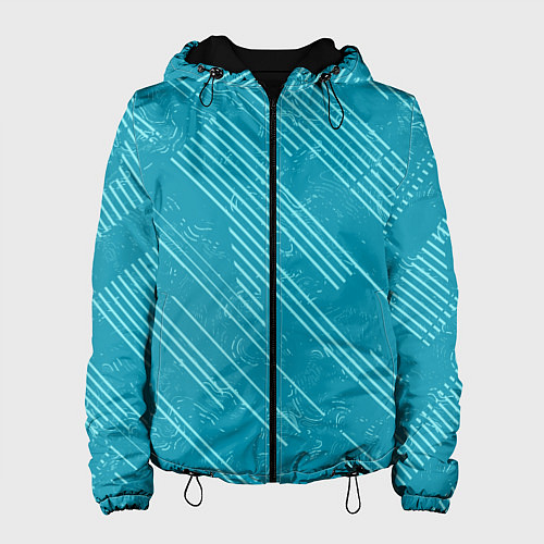 Женская куртка Абстракция светлые линии на зеленом фоне / 3D-Черный – фото 1