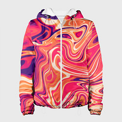 Куртка с капюшоном женская Абстракция кислотно мраморный фон, цвет: 3D-белый
