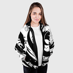 Куртка с капюшоном женская Ai art black and white abstraction, цвет: 3D-черный — фото 2