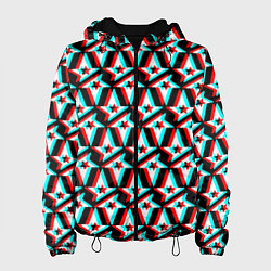 Куртка с капюшоном женская Астралис глитч логотип, цвет: 3D-черный