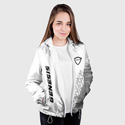 Куртка с капюшоном женская Genesis speed на светлом фоне со следами шин верти, цвет: 3D-белый — фото 2