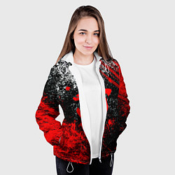 Куртка с капюшоном женская Doom - красные краски и лого, цвет: 3D-белый — фото 2