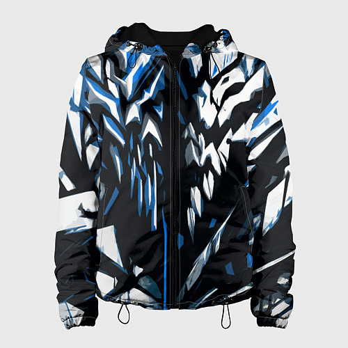 Женская куртка White and blue abstraction on a black background / 3D-Черный – фото 1