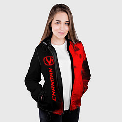 Куртка с капюшоном женская Changan - red gradient по-вертикали, цвет: 3D-черный — фото 2