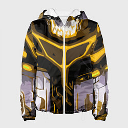 Куртка с капюшоном женская Yellow stripes on a black and white background, цвет: 3D-белый