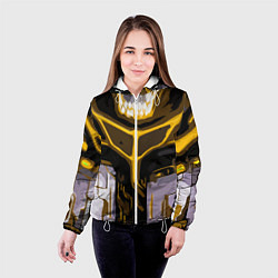 Куртка с капюшоном женская Yellow stripes on a black and white background, цвет: 3D-белый — фото 2