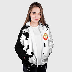 Куртка с капюшоном женская СССР текстура герб, цвет: 3D-белый — фото 2