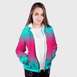 Куртка с капюшоном женская Градиент текстура неон, цвет: 3D-белый — фото 2
