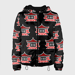 Куртка с капюшоном женская Буддистские символы - японские атрибуты, цвет: 3D-черный