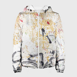 Куртка с капюшоном женская Стена с потрескавшейся краской и надписи, цвет: 3D-белый