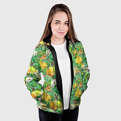 Куртка с капюшоном женская Груши и птицы, цвет: 3D-черный — фото 2