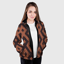 Куртка с капюшоном женская Геометрический узор ромб, цвет: 3D-черный — фото 2