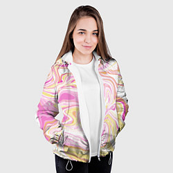 Куртка с капюшоном женская Абстракция мраморный фон, цвет: 3D-белый — фото 2